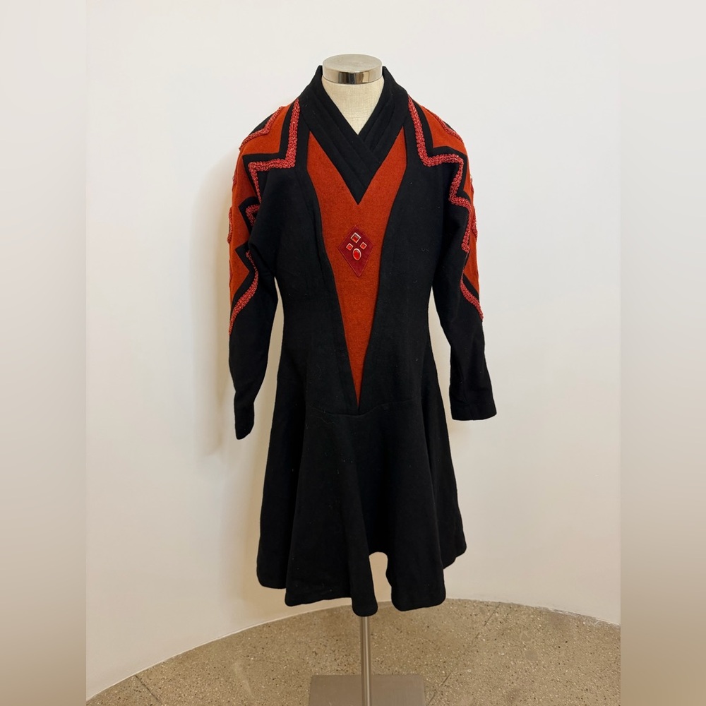 Vintage 80s Black and Red Knit Dress